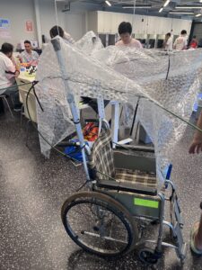 DIY wheelchair rain shield prototype